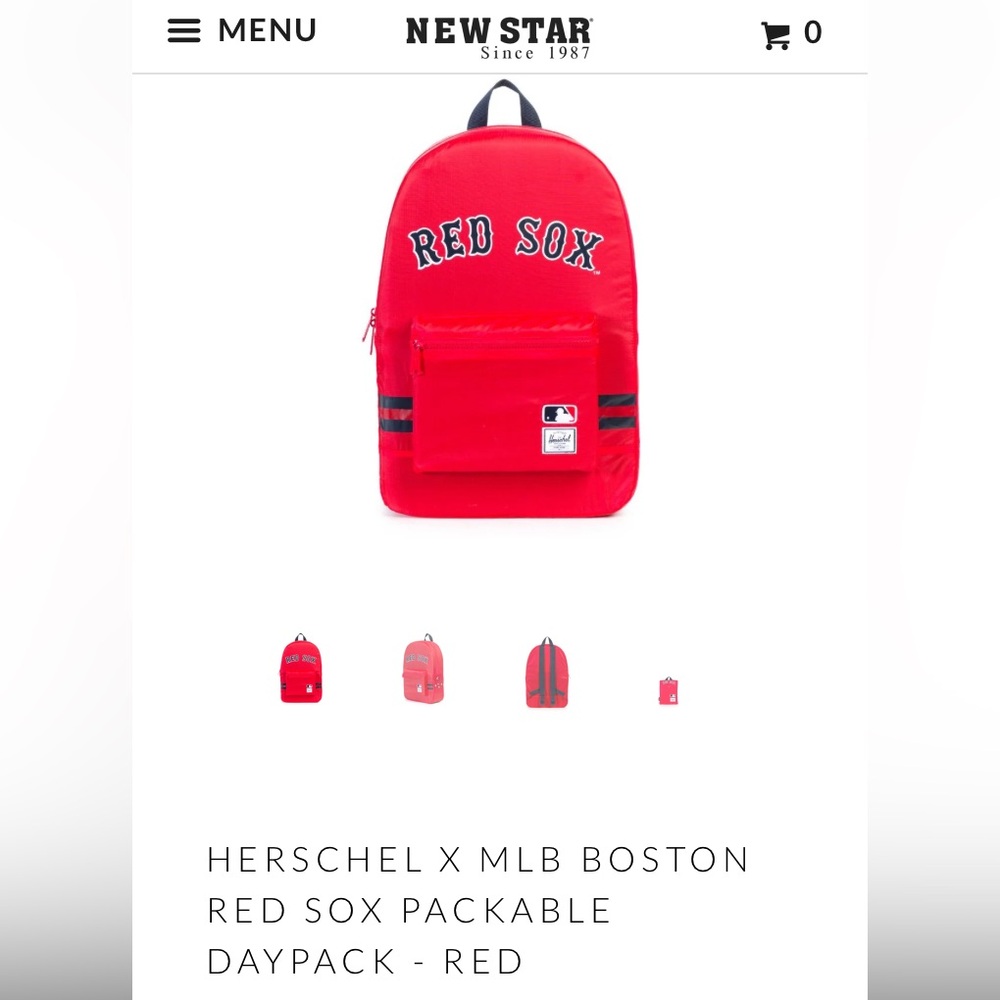 Herschel Red Sox Packable Back Pack MLB Officially Licensed